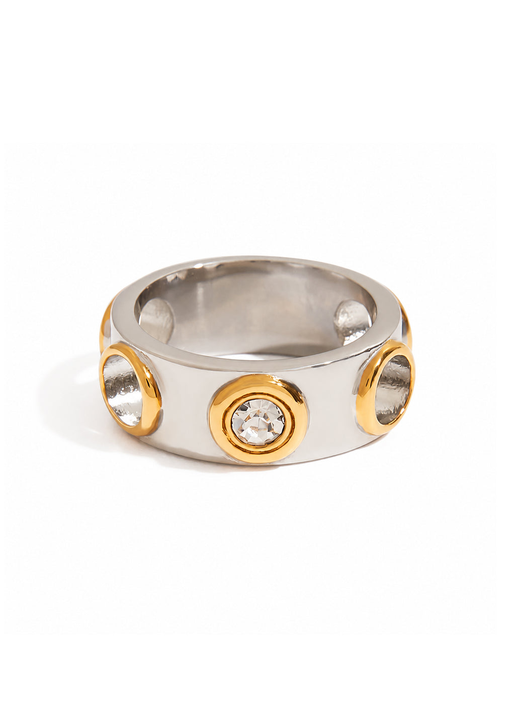 Two Tone Crystal Ring