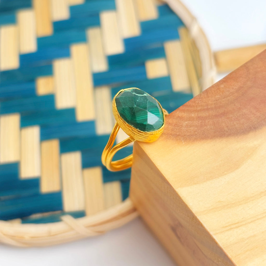 Handcrafted Adjustable Malachite Ring