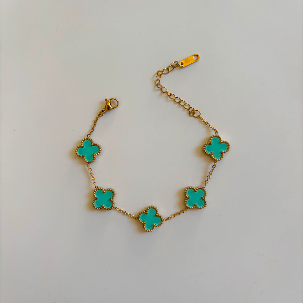 Turquoise Clover Bracelet | Bracciale Trifoglio Blu