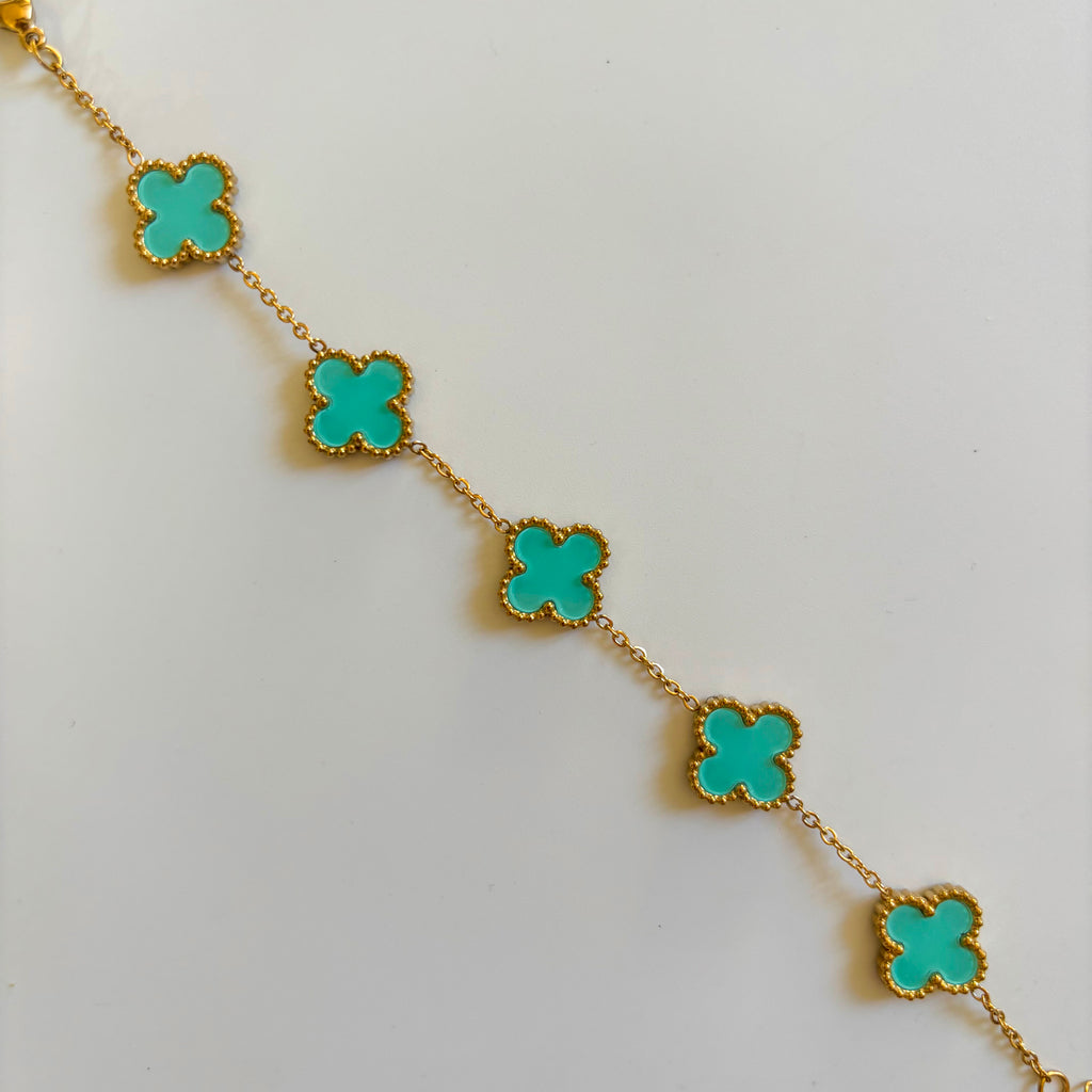 Turquoise Clover Bracelet | Bracciale Trifoglio Blu