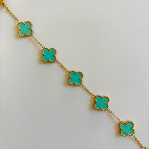 Turquoise Clover Bracelet | Bracciale Trifoglio Blu
