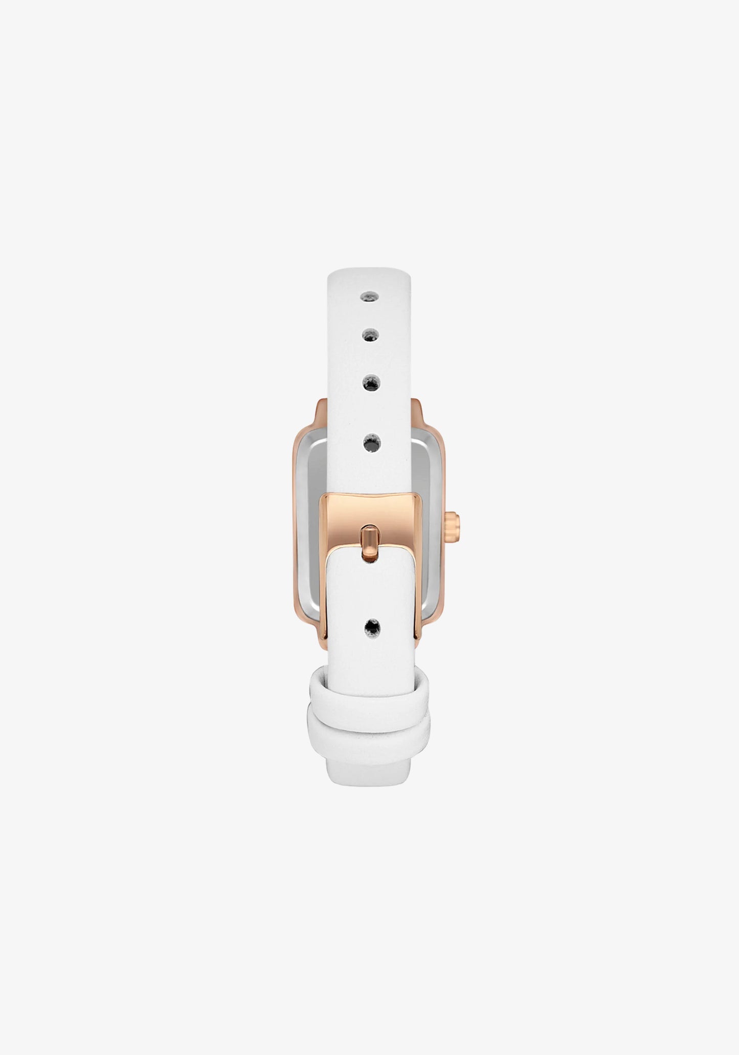 Lamer- Womens Rose Gold Wrist Watch With White Leather Strap