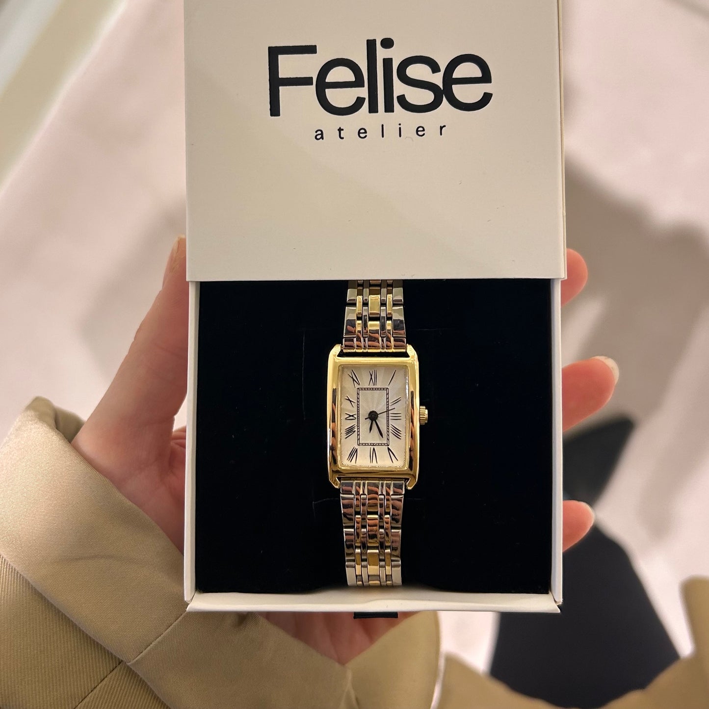 Womens Gold&Silver Tank Watch - Orologio
