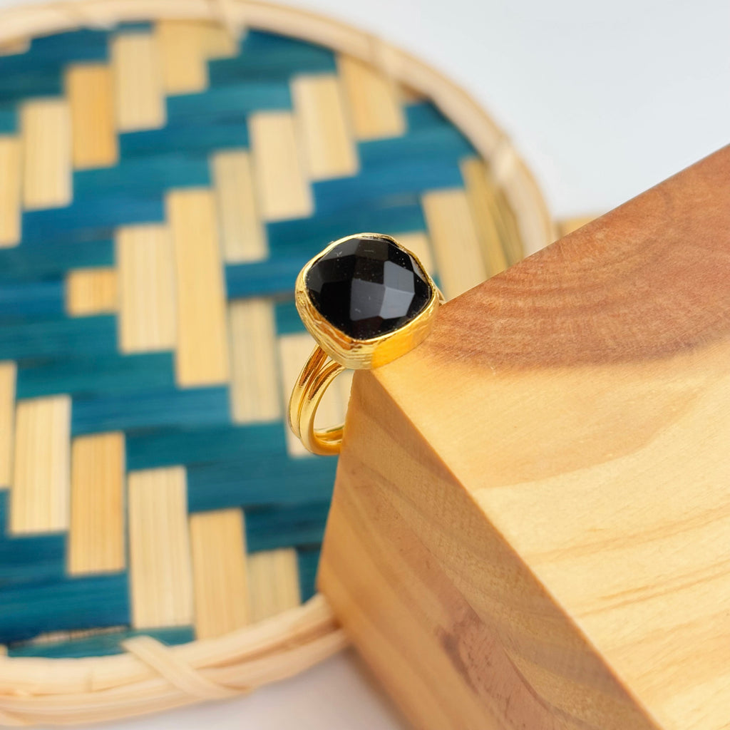 Handcrafted Adjustable Black Onyx Ring