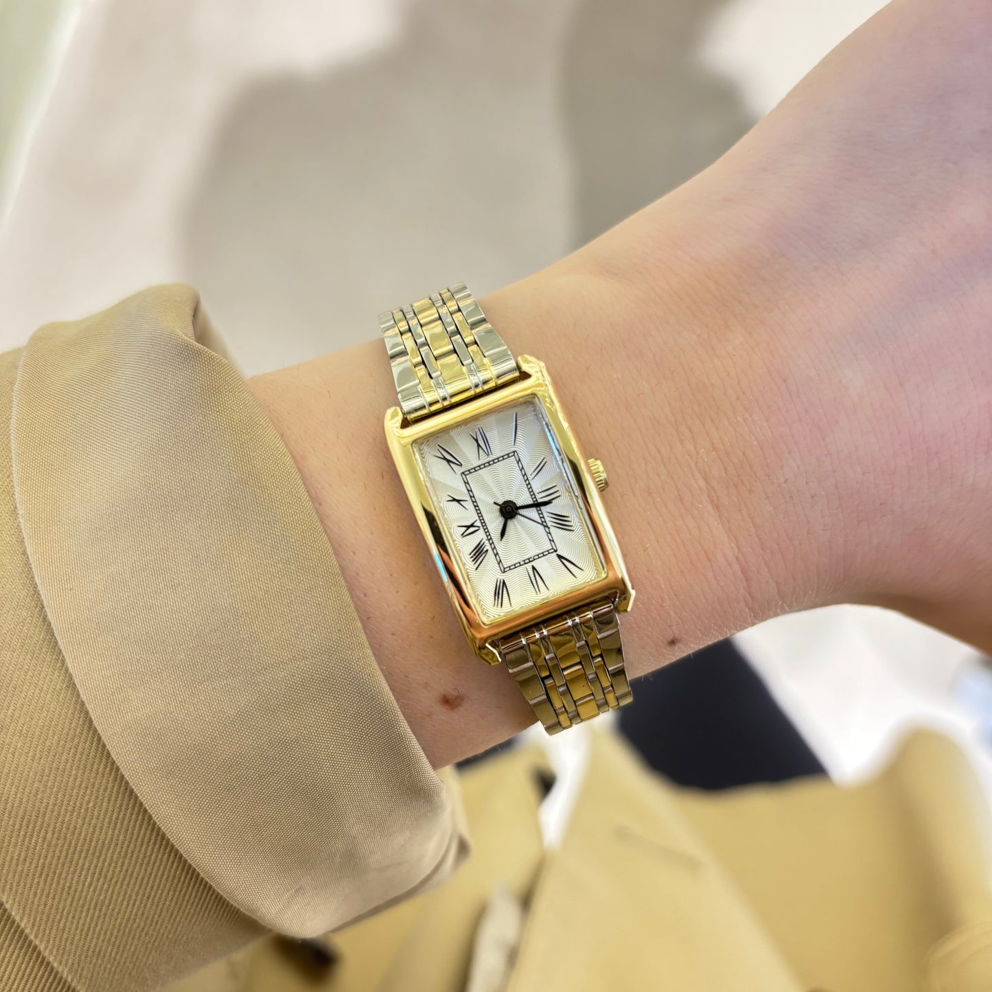 Womens Gold&Silver Tank Watch - Orologio