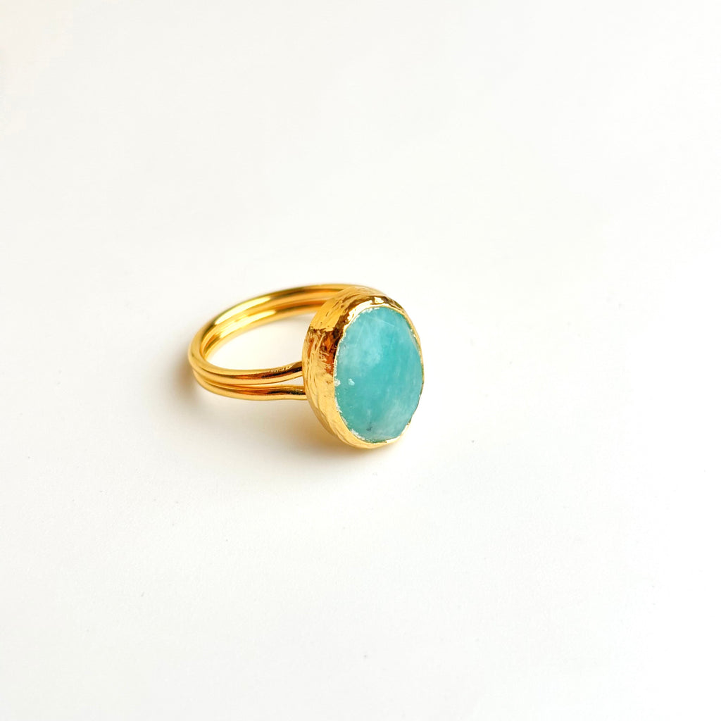 Handcrafted Adjustable Blue Chalcedony Ring