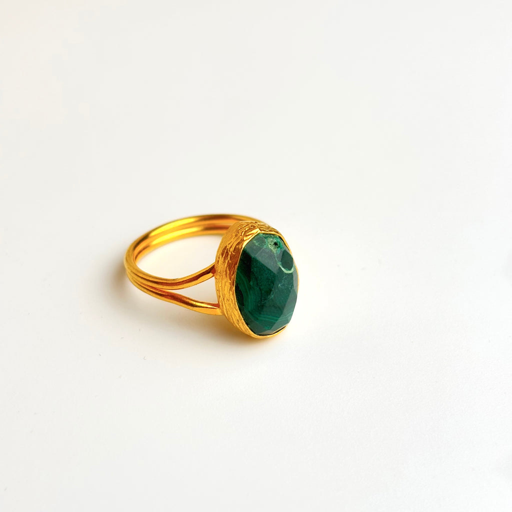 Handcrafted Adjustable Malachite Ring