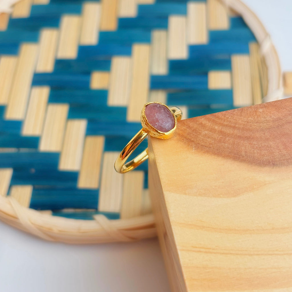 Handcrafted Adjustable Goldstone Ring