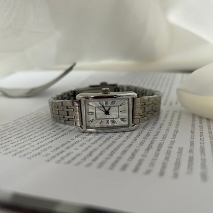 Silver Vintage Style Tank Wrist Watch for Women