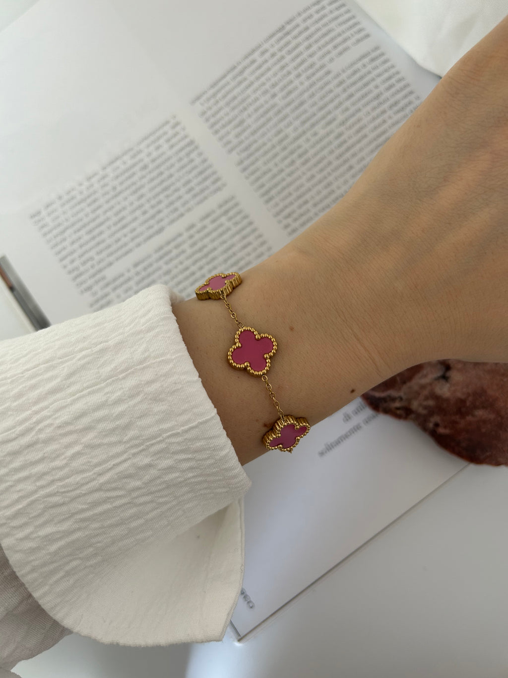 Pink Clover Bracelet | Bracciale Trifoglio Rosa