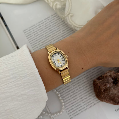 Jelly - Gold | White Oval Vintage Watch