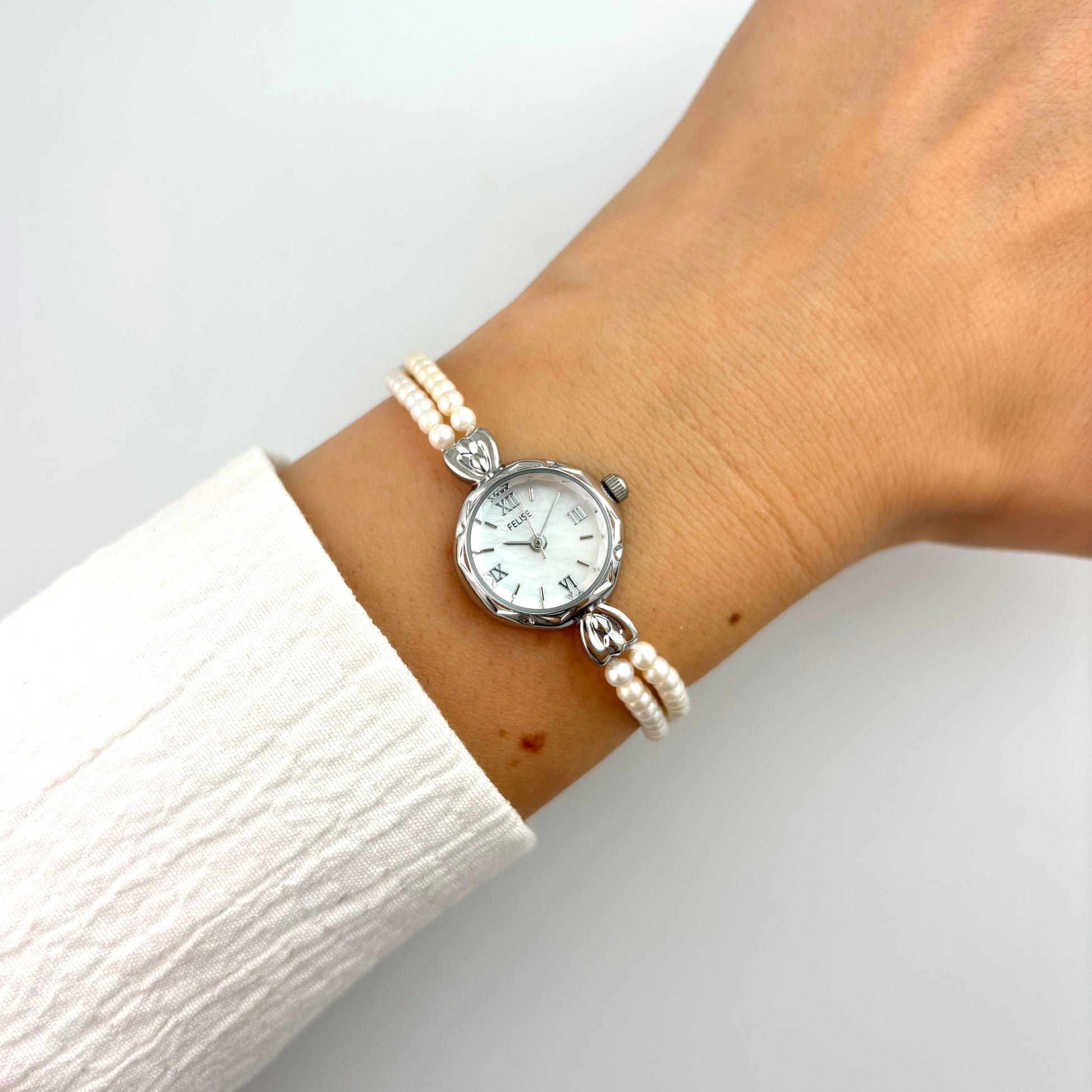 PERLE SILVER - Pearl Bracelet Watch