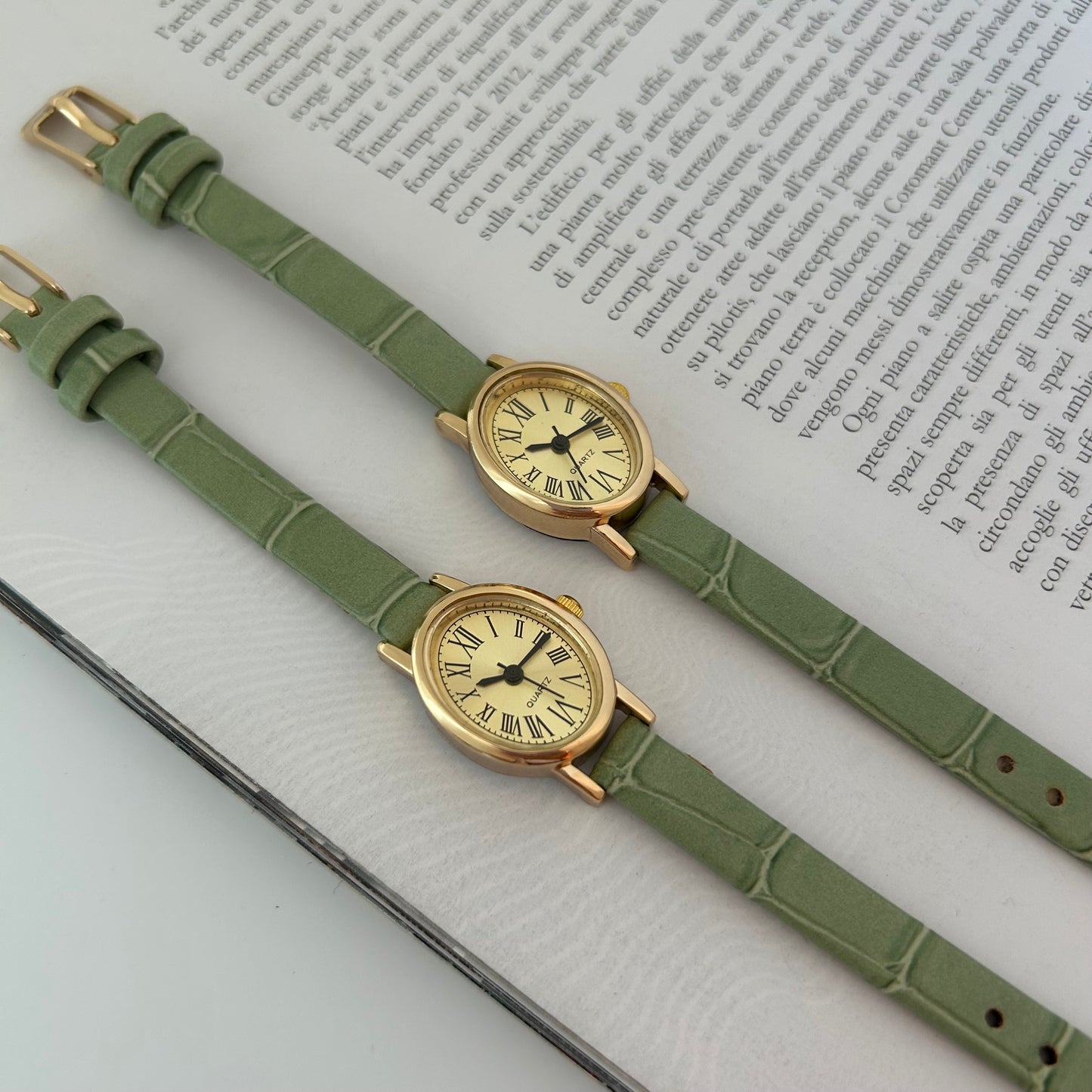 Bonnie - Green Leather Gold Watch | Orologio