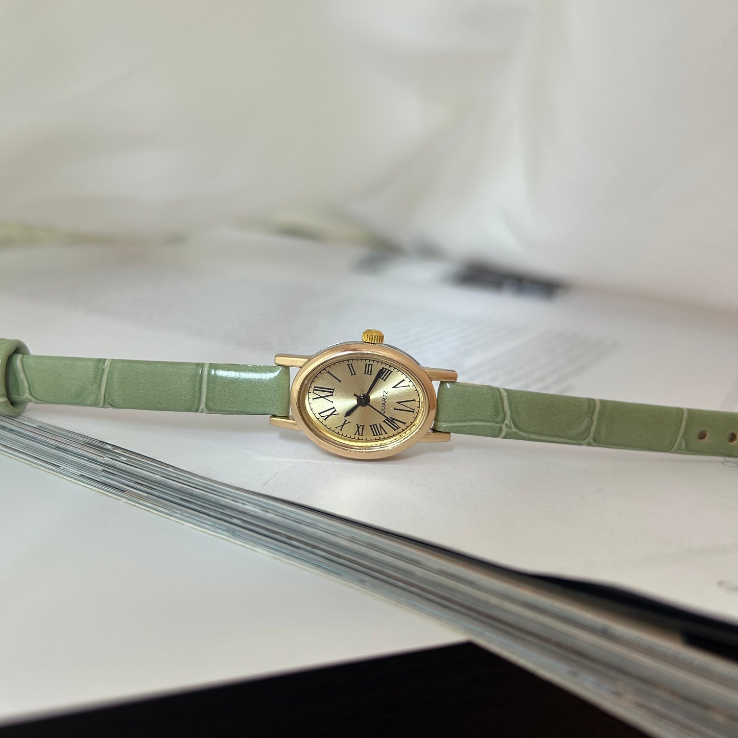 Bonnie - Green Leather Gold Watch | Orologio