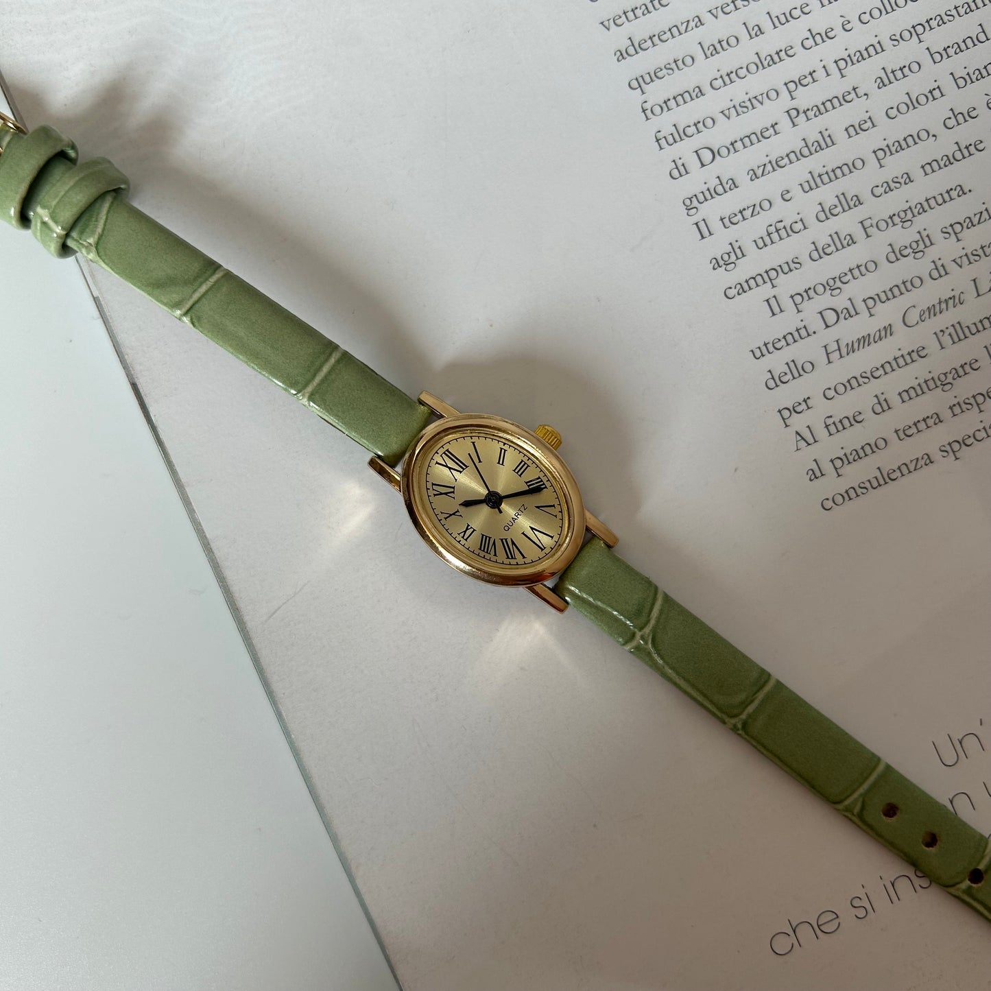 Bonnie - Green Leather Gold Watch | Orologio