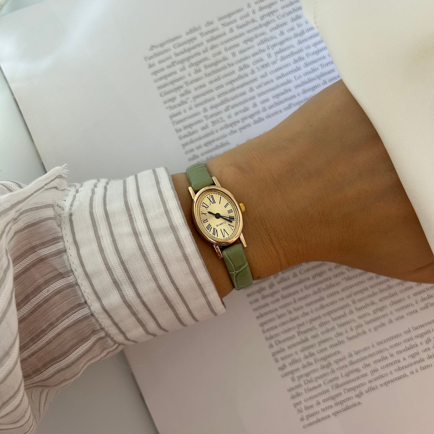 Bonnie - Green Leather Gold Watch | Orologio