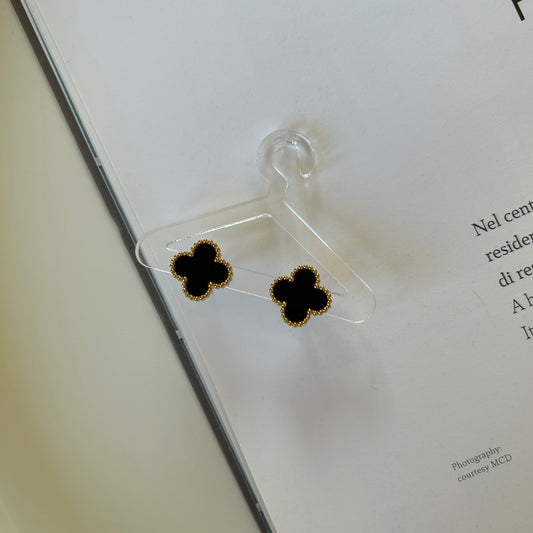 Black Clover Earrings I Orecchini Trifoglio Nero