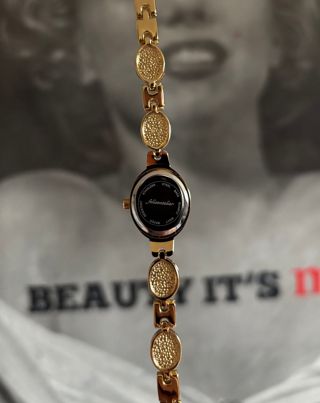 Tigy - Gold Bracelet Watch with Tiger's Eye Stones