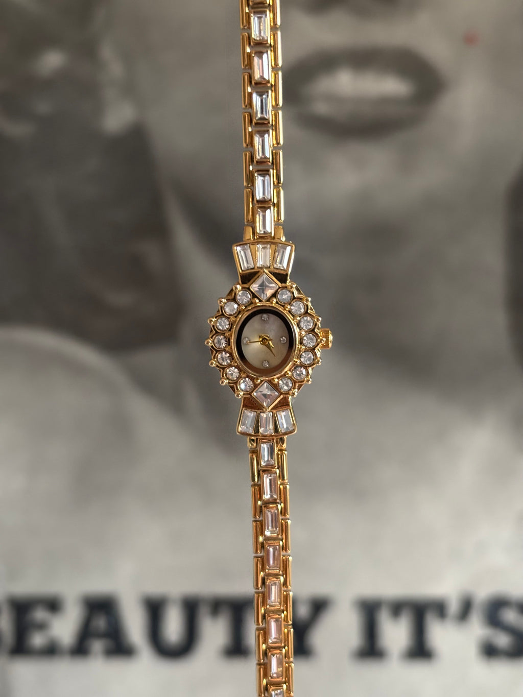 Crown - Gold Sparkling Crystal-Embellished Bracelet Watch for Women