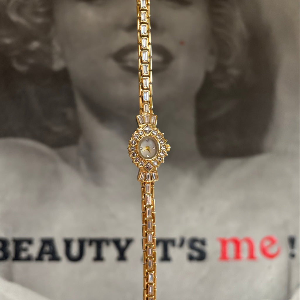 Crown - Gold Sparkling Crystal-Embellished Bracelet Watch for Women