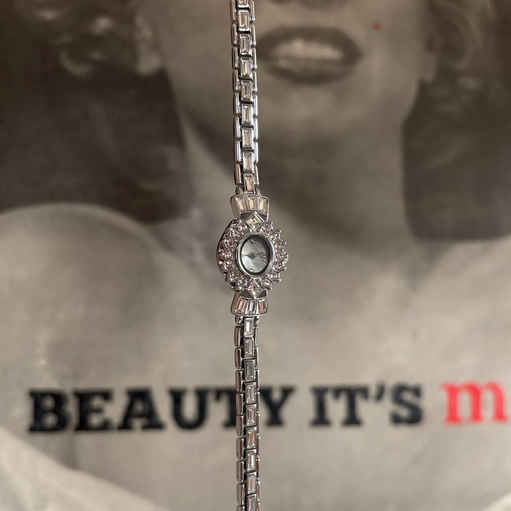 Crown - Silver Sparkling Crystal-Embellished Bracelet Watch for Women