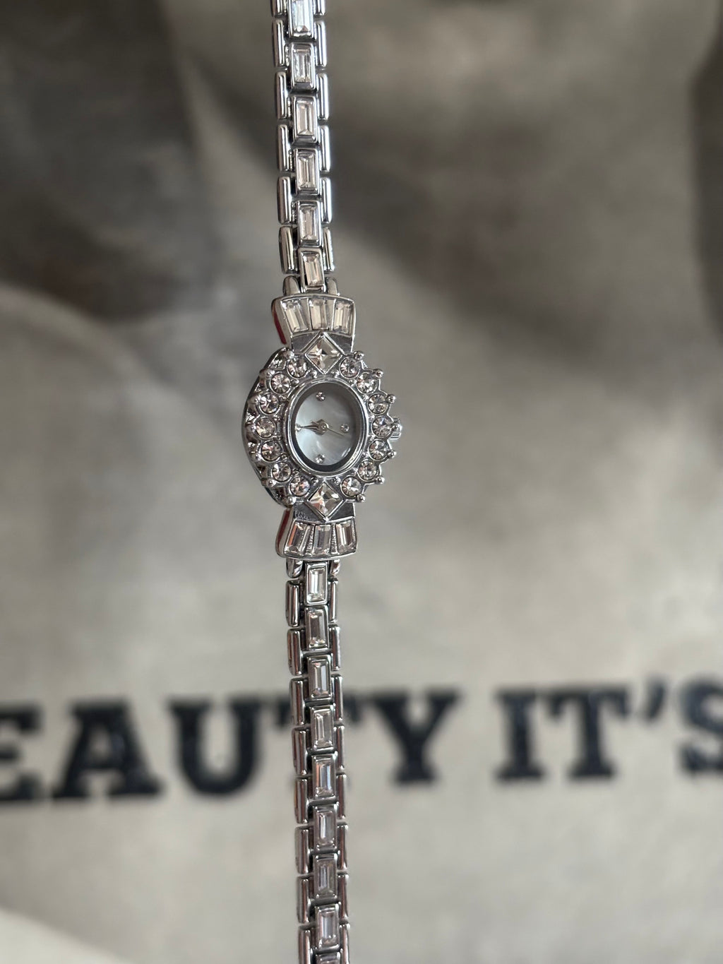 Crown - Silver Sparkling Crystal-Embellished Bracelet Watch for Women