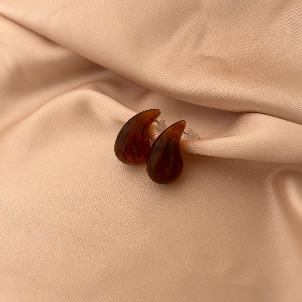 Brown Marble Bubble Drop Earrings