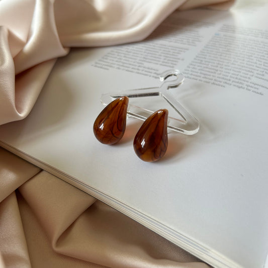 Brown Marble Bubble Drop Earrings