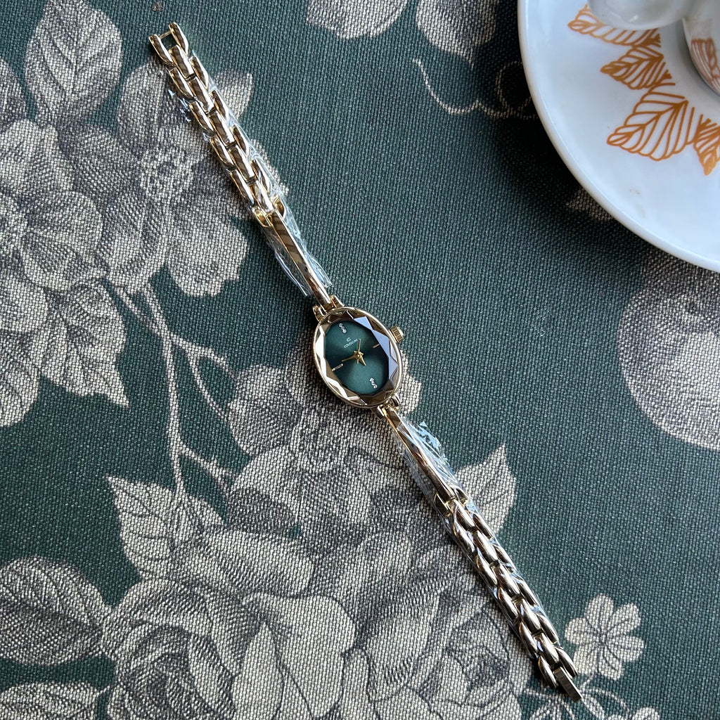 Oly - Gold Green Oval Watch