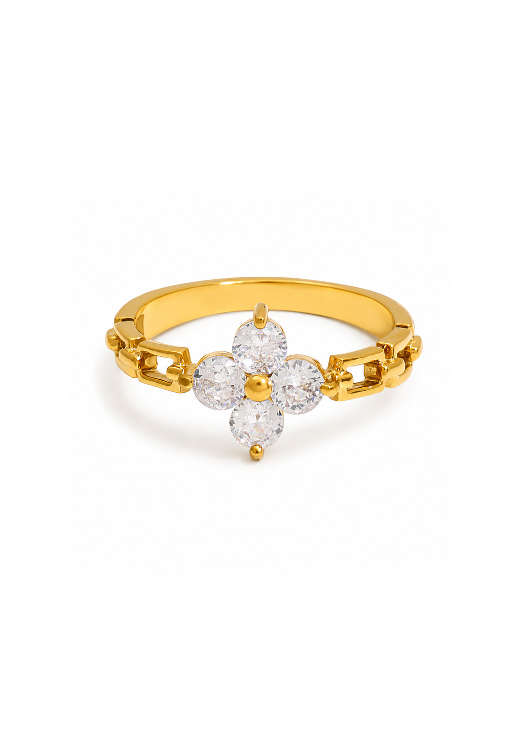 Golden Clover Crystal Ring
