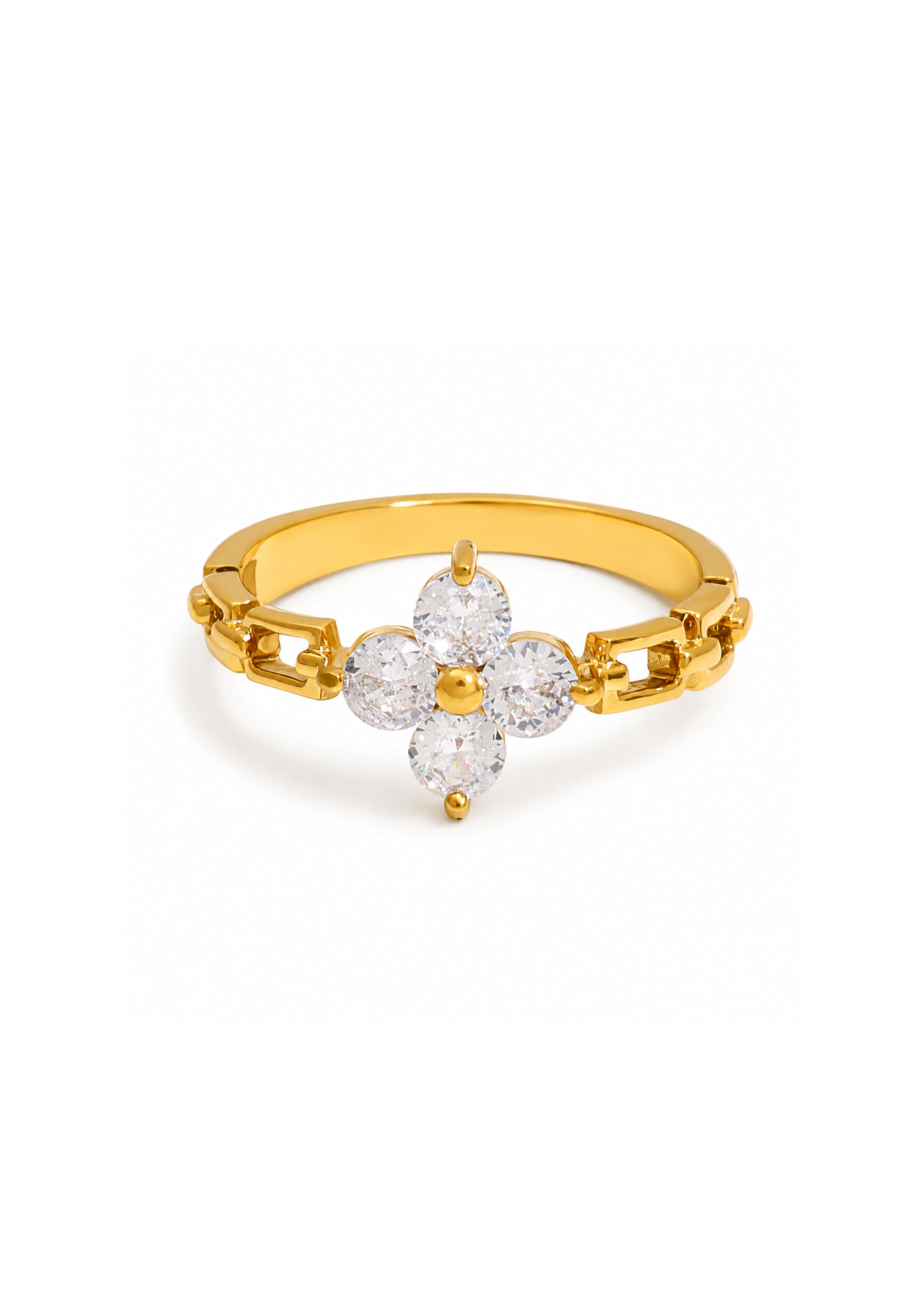 Golden Clover Crystal Ring