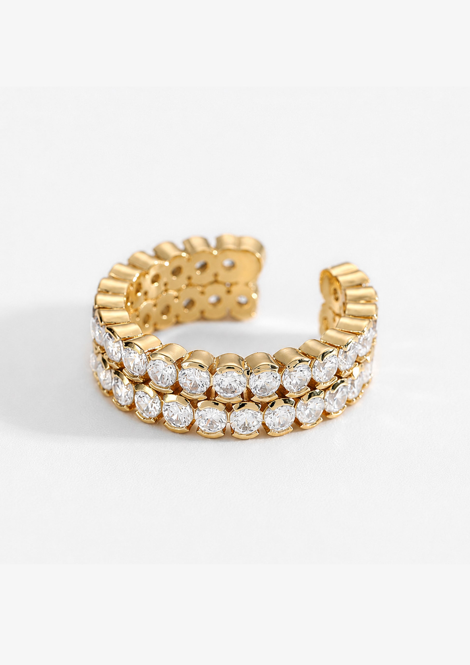 Double Row Crystal Ring