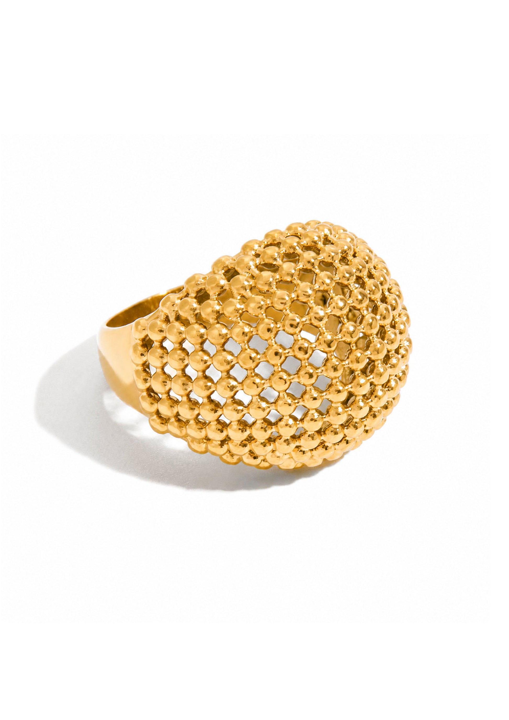 Beaded Gold Dome Ring