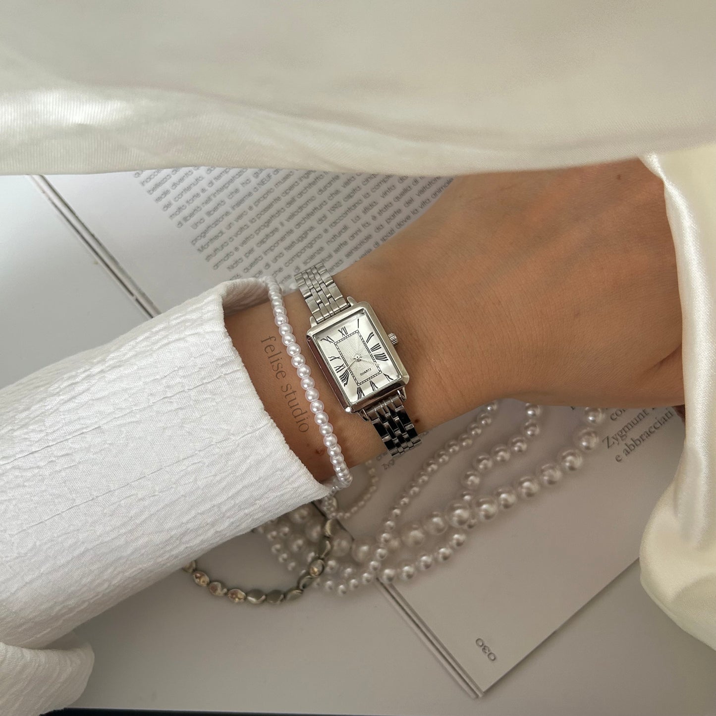 Bella - Silver Rectangle Dial Watch